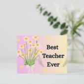 Elegant Floral Best Teacher Ever Gift Design Postkarte (Stehend Vorderseite)