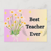 Elegant Floral Best Teacher Ever Gift Design Postkarte (Vorderseite)