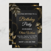 Elegant Floral Birthday Party Invitation Einladung (Vorne/Hinten)