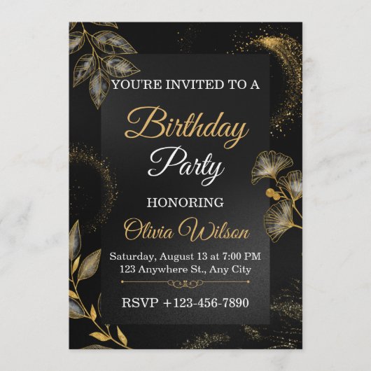 Elegant Floral Birthday Party Invitation Einladung (Vorderseite)