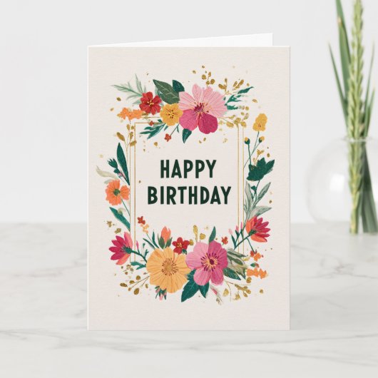 Elegant Floral Birthday Wishes Karte (Vorderseite)