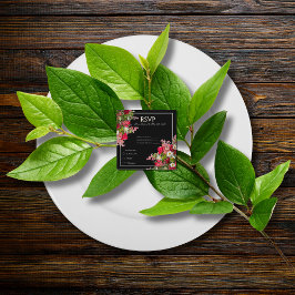 Elegant Floral Black Flower Photo Enclosure Card Begleitkarte