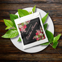Elegant Floral Black Flower Photo Geschenktütchen