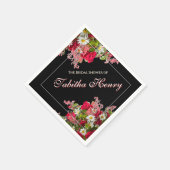 Elegant Floral Black Flower Photo  Serviette (Ecke)