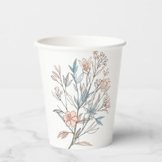 Elegant Floral Bloom Art | Modern Botanical Flower Pappbecher