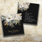 Elegant Floral Bloom Black Quadratische Visitenkarte