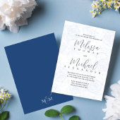 Elegant Floral Blue Calligraphy Script-Rose Einladung