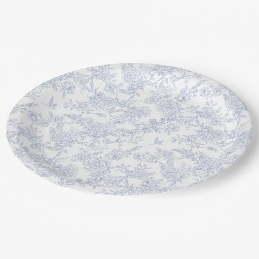 Elegant Floral Blue Pappteller (Schrägansicht)