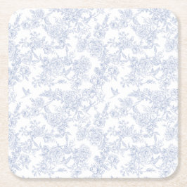 Elegant Floral Blue Rechteckiger Pappuntersetzer