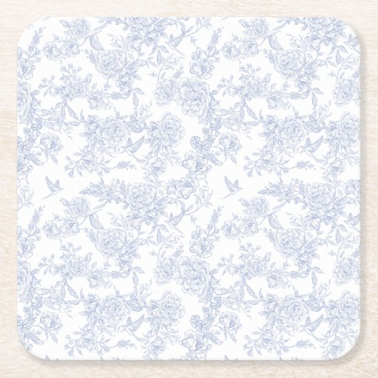 Elegant Floral Blue Rechteckiger Pappuntersetzer (Vorderseite)