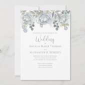 Elegant Floral Blue Stilvoll Trendy Watercolor Einladung (Vorderseite)