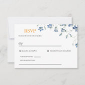 Elegant Floral Blue Wedding RSVP (Vorderseite)