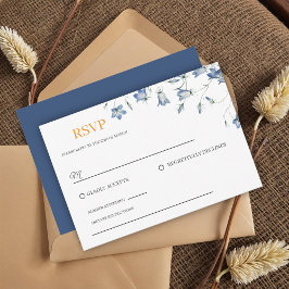 Elegant Floral Blue Wedding RSVP Karte