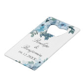 Elegant Floral Blue Wedding Vielen Dank Geldbeutel Flaschenöffner (Vorderseite Schrägansicht)