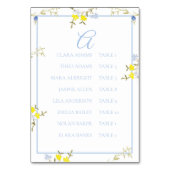 Elegant Floral Blue & Yellow Wedding Seating Card Tischnummer (Vorderseite)