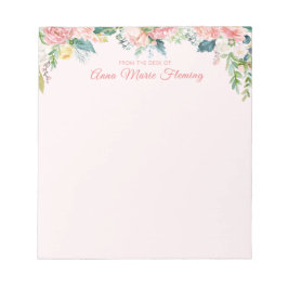 Elegant Floral Blush Pink Rose Peony Notizblock