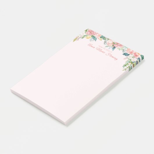 Elegant Floral Blush Pink Rose Peony Post-it Klebezettel (angewinkelt)
