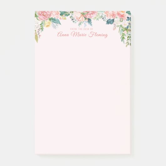Elegant Floral Blush Pink Rose Peony Post-it Klebezettel (Vorderseite)