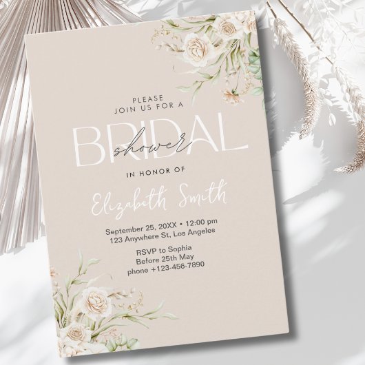 Elegant Floral Boho Bridal Shower Einladung