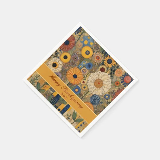 Elegant Floral Boho Erntedank Serviette (Ecke)