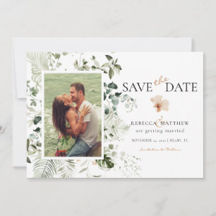 Elegant Floral Boho Greenerity Wedding Foto Save The Date