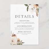 Elegant Floral Boho Hochzeitdetails Begleitkarte (Vorderseite)