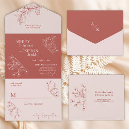 Elegant Floral Boho Wedding All In One Einladung