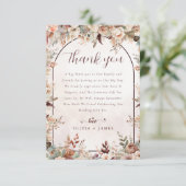 Elegant Floral Boho Wedding Dankeskarte (Stehend Vorderseite)