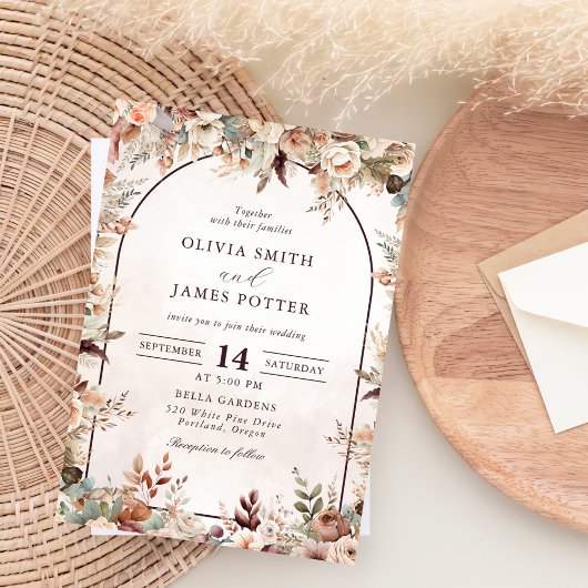 Elegant Floral Boho Wedding Einladung