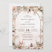 Elegant Floral Boho Wedding Einladung (Vorderseite)