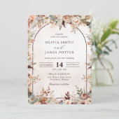 Elegant Floral Boho Wedding Einladung (Stehend Vorderseite)