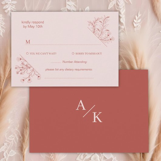 Elegant Floral Boho Wedding RSVP Karte