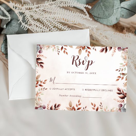 Elegant Floral Boho Wedding RSVP Karte
