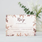 Elegant Floral Boho Wedding RSVP Karte (Stehend Vorderseite)