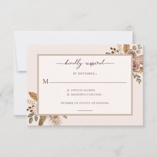 Elegant Floral Boho Wedding RSVP Response Card (Vorderseite)