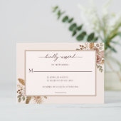 Elegant Floral Boho Wedding RSVP Response Card (Stehend Vorderseite)