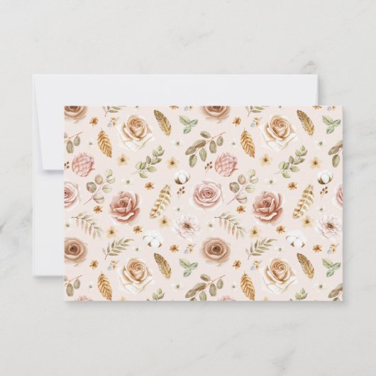 Elegant Floral Boho Wedding RSVP Response Card (Rückseite)