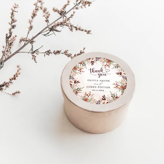 Elegant Floral Boho Wedding Runder Aufkleber