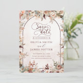 Elegant Floral Boho Wedding Save The Date (Stehend Vorderseite)