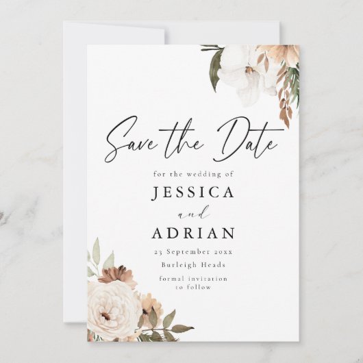 Elegant Floral Boho Wedding Save The Date (Vorderseite)