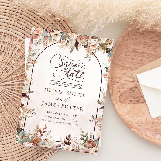 Elegant Floral Boho Wedding Save The Date