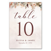 Elegant Floral Boho Wedding Tischnummer (Vorderseite)