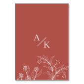 Elegant Floral Boho Wedding Tischnummer (Rückseite)