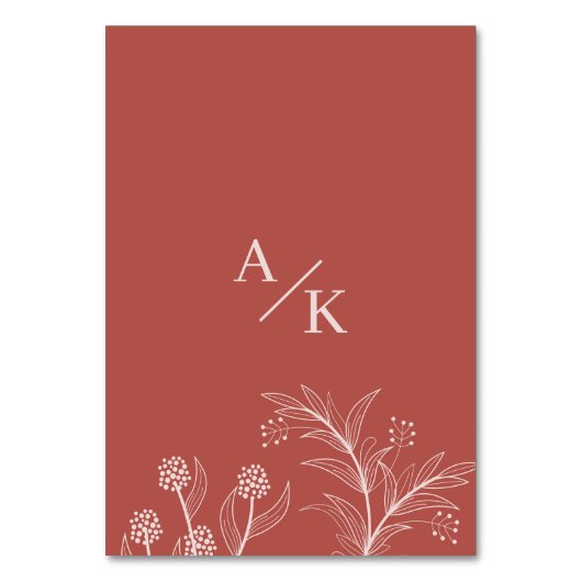 Elegant Floral Boho Wedding Tischnummer (Rückseite)