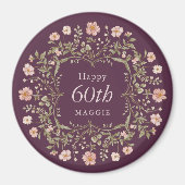 Elegant Floral Border 60th Birthday Celebration Magnet (Vorne)