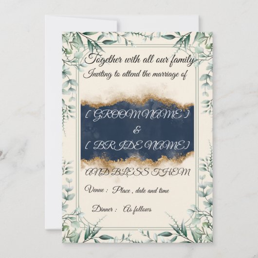 Elegant Floral Border Wedding Invitation Card |  Einladung (Vorderseite)