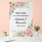Elegant Floral Botanical Rose Pink Wedding Acrylschild (Hochzeit)