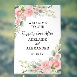 Elegant Floral Botanical Rose Pink Wedding Acrylschild