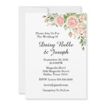 Elegant Floral Botanical Rose Pink Wedding