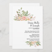 Elegant Floral Botanical Rose Pink Wedding Einladung (Vorne/Hinten)